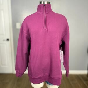 Athleta Forever Fleece 1/4 Zip Sweatshirt, Purple, M